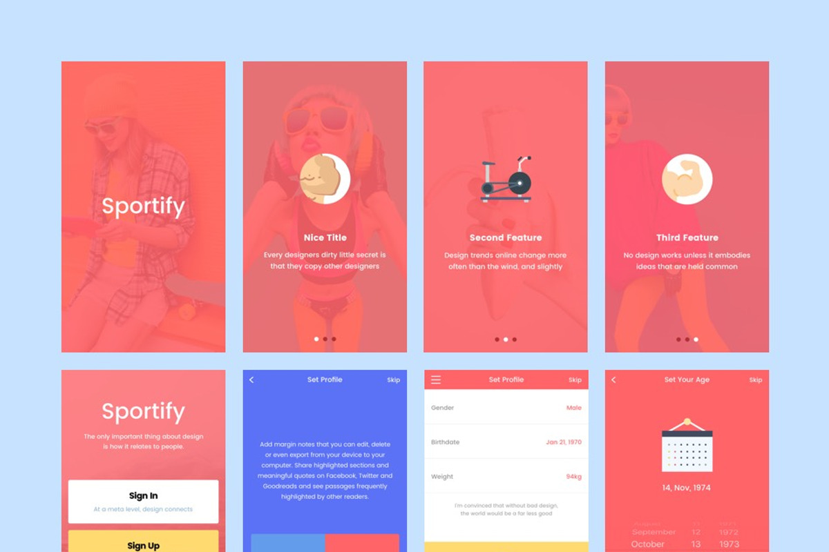 Sportify App UI Kit, an UI Kit Template by Designerbundle (Photo 2 of 5)