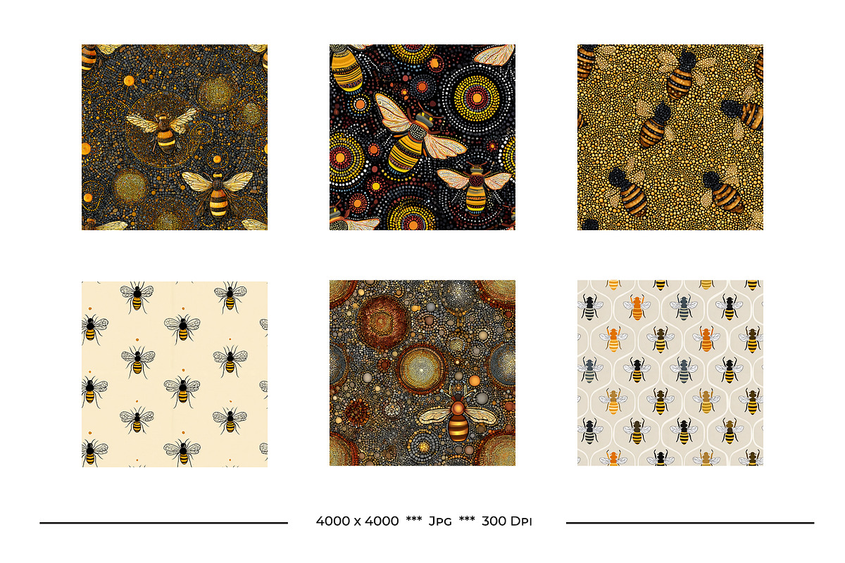 Bee Patterns in Retro Art Styles, a Pattern Graphic by karenfoleyphoto (Photo 6 of 13)