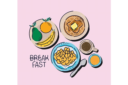 beautiful breakfast illustration, a Food Illustration by studiogstock