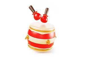 3d Chinese Drum Isolated Cartoon