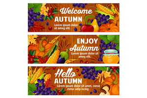 Autumn Vector Fall Harvest And Leaves Banners