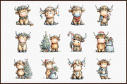 Christmas Highland Cow PNG Clipart, an Illustration by Sublimation Artist (Thumbnail 3 of 6)