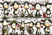 Watercolor Spring Cow Clipart Bundle, an Illustration by Canvas Craft (Thumbnail 1 of 7)