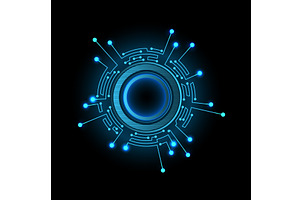 Circuit board circle frame, a Technology Illustration by Things for designers