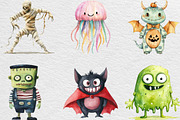 Cute Halloween Monsters Clipart, an Illustration by Black Bird Studio (Thumbnail 4 of 6)