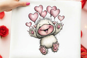 Watercolor Valentine Cute Yeti Clipa, an Illustration by designcity5 (Thumbnail 5 of 5)