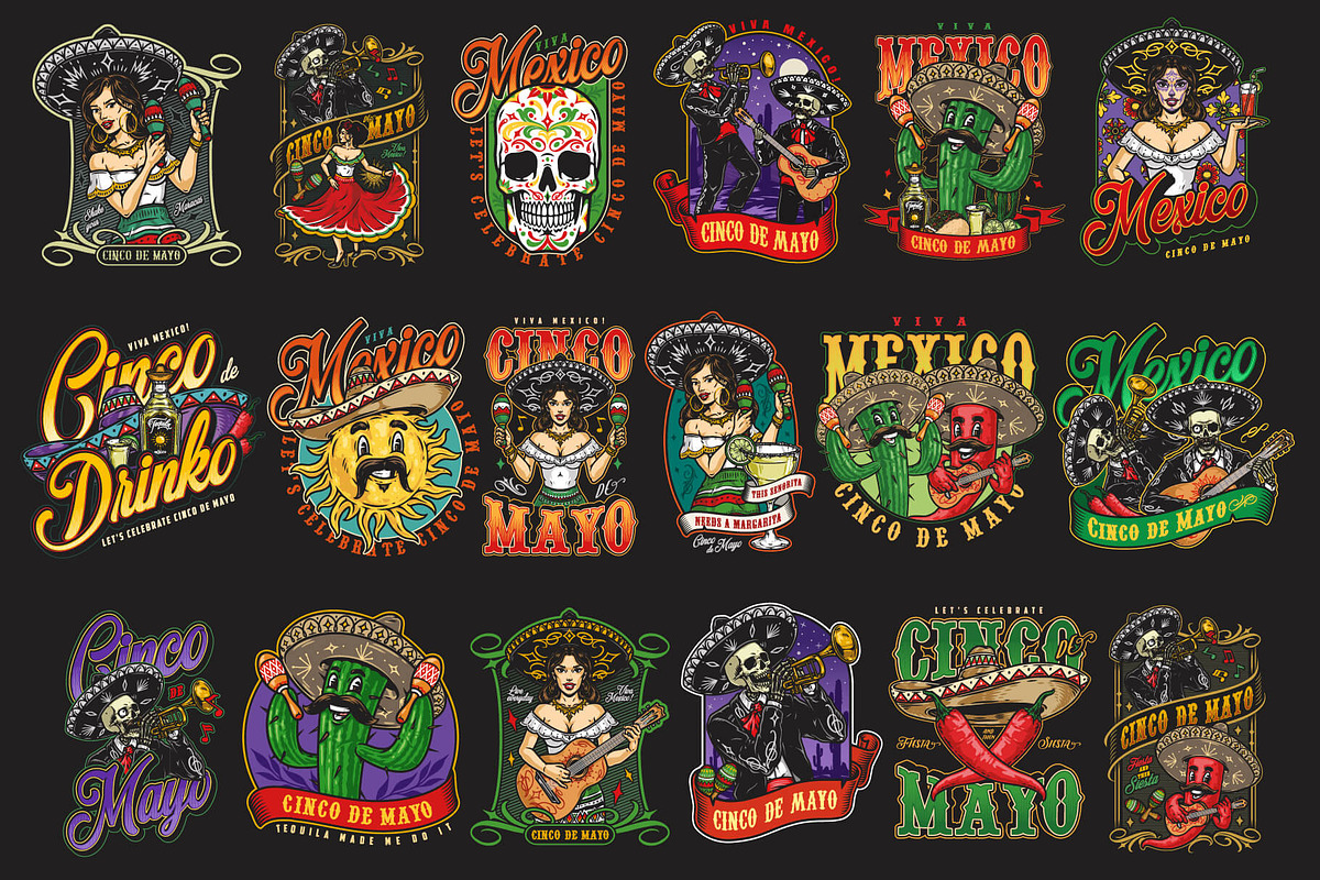 Cinco de Mayo t-shirt designs, a Branding & Logo Template by DGIM studio (Photo 2 of 12)
