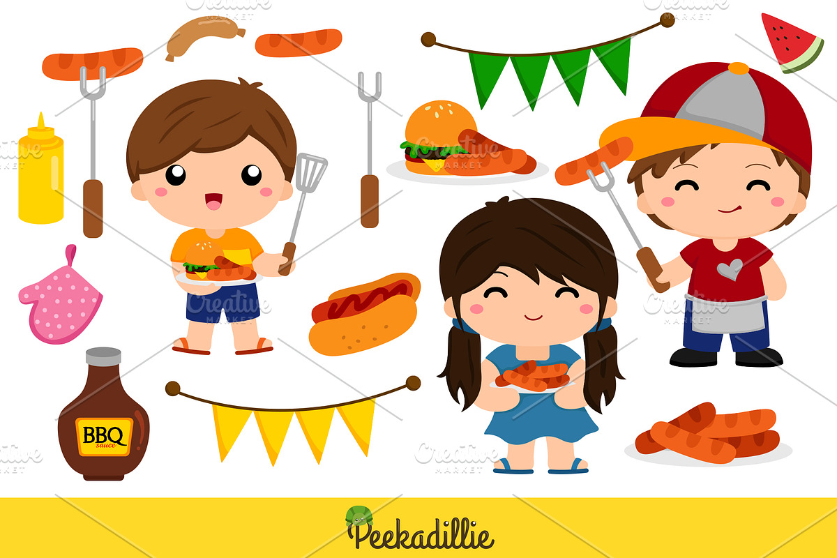 Barbeque Party Vector Clipart, a Decorative Illustration by Peekadillie Art (Photo 2 of 3)