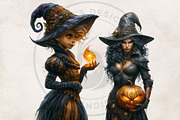 Dark Fantasy Halloween witches, a Seasonal Illustration by ThatsDesignArt (Thumbnail 7 of 17)