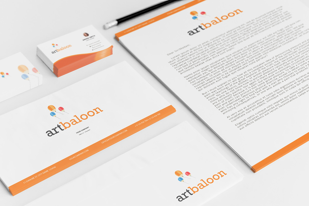 Artbaloon Brand Identity, a Product Mockup by Laurentiu Cotet