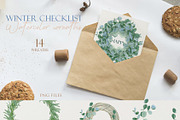 Winter Checklist Watercolor Clipart, a Seasonal Illustration by NataliArkushArt (Thumbnail 10 of 14)