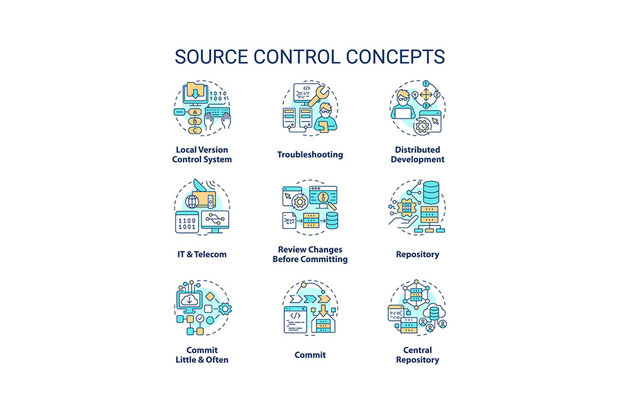 Source control concept icons set, an Icon by IMG Visuals