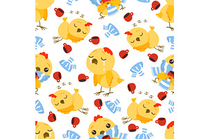 Cute cartoon chick sleeping, crying, an Animal Illustration by Vectorbuum