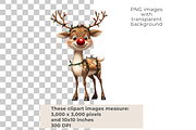 Quirky Reindeer Clipart, a Seasonal Illustration by EllyandLima (Thumbnail 2 of 6)