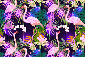 Tropical Neon Seamless Pattern