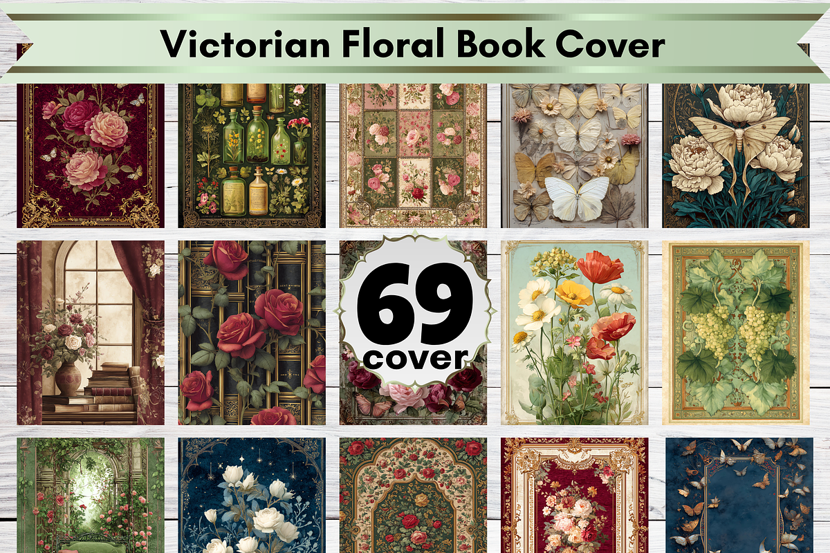 Victorian Floral Book Cover Bundle, a Brochure Template by LA Design (Photo 1 of 10)