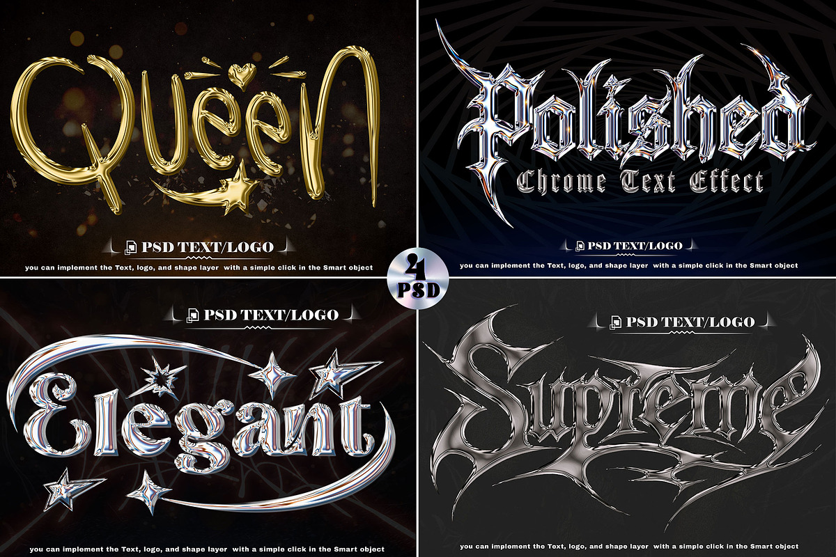 Chrome & Golden & Metal Text Effect, a Brushes & More by one-touch (Photo 1 of 9)