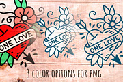 Heart One Love in traditional Tattoo, a Decorative Illustration by Mak_Art (Thumbnail 2 of 2)