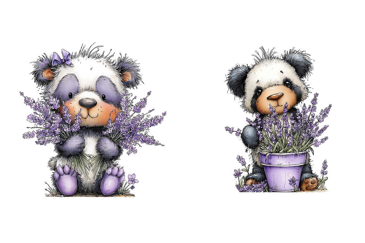 Whimsical spring panda clipart, an Illustration by SinaCreation (Photo 3 of 11)