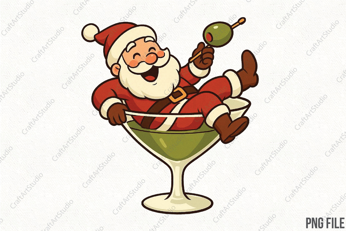 Santa Martini Christmas Martini PNG, an Illustration by CraftArtStudio (Photo 1 of 4)