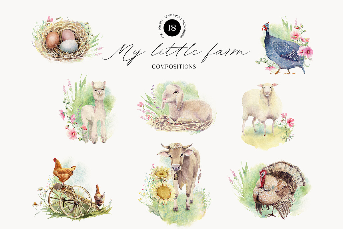 MY LITTLE FARM Watercolor set, an Animal Illustration by Lemaris (Photo 2 of 12)