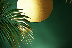 Elegant green gold product display t, an Abstract Photo by Pixeness Studio