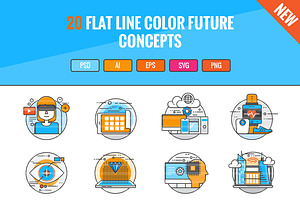 20 Flat Line Color Future Concepts, a Solid Icon by Flat Icons