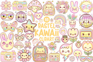 Pastel Kawaii Clipart, an Illustration by SinaCreation