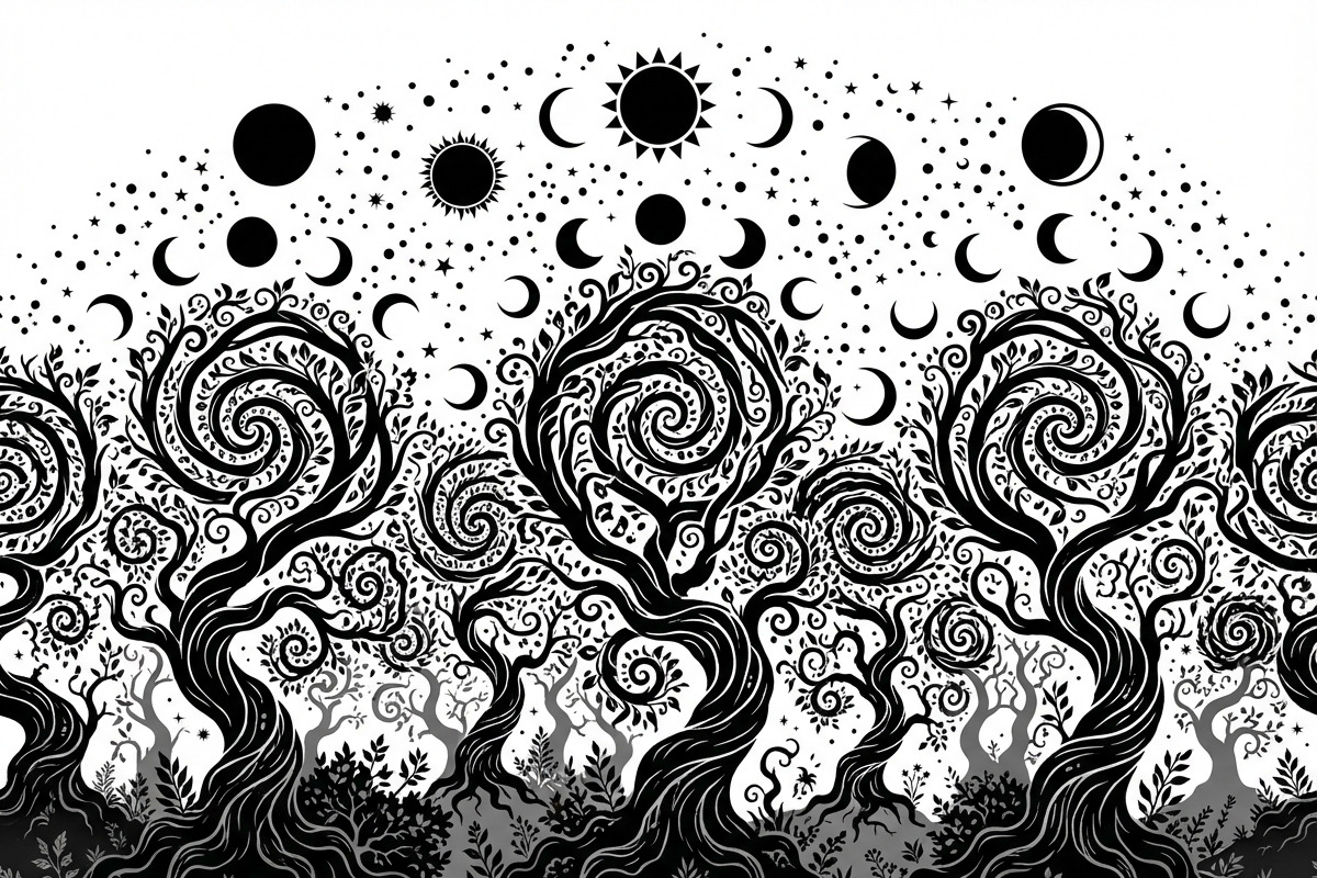 50 Mystical Galaxy Forest Silhouette, a Technology Illustration by Amazin_art (Photo 2 of 26)