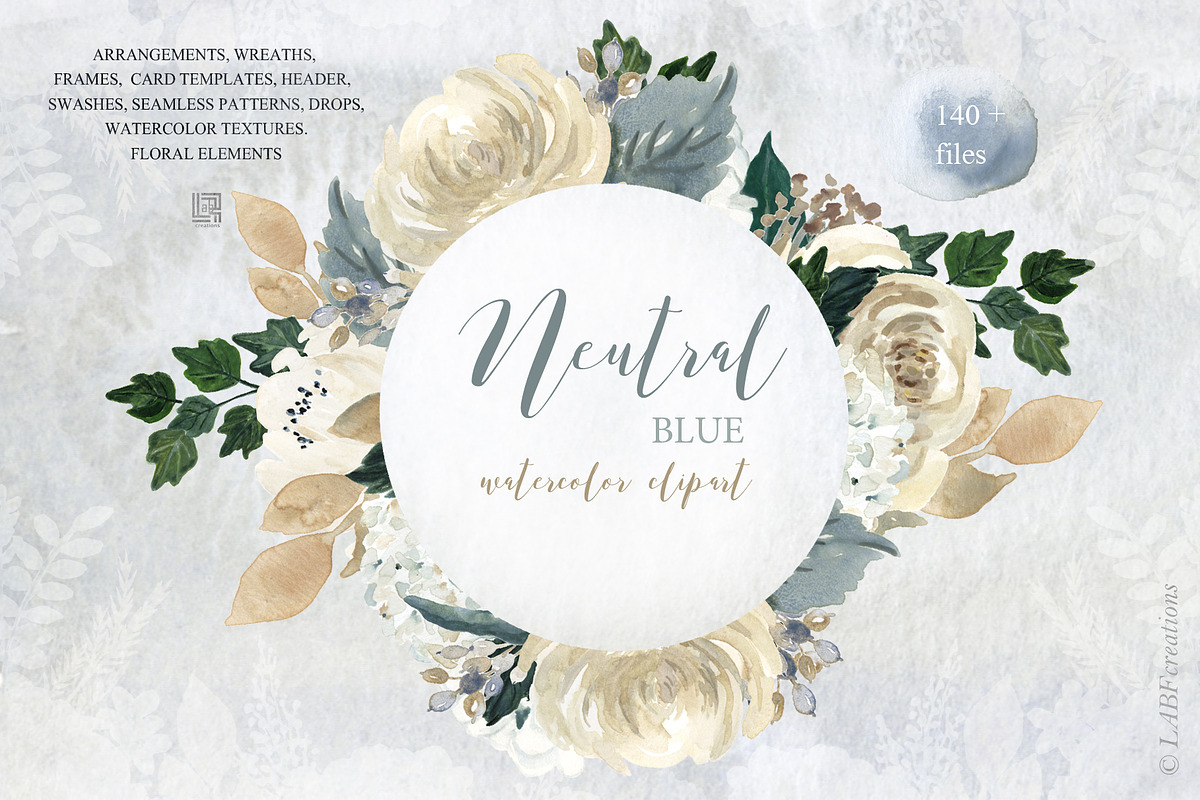 Neutral Beige Flowers Watercolor, a Texture Illustration by LABFcreations (Photo 3 of 15)