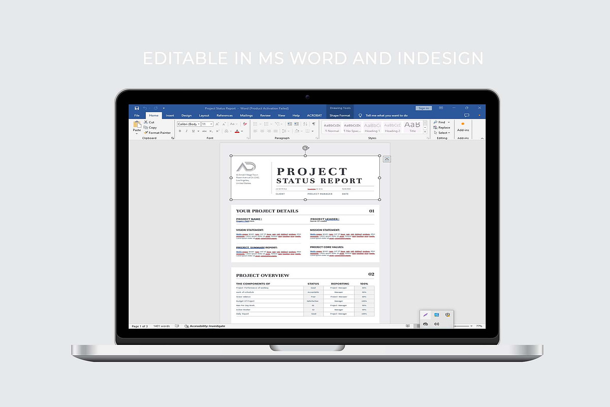 Project Status Report | Word & Indd, a Stationery Template by design_hut