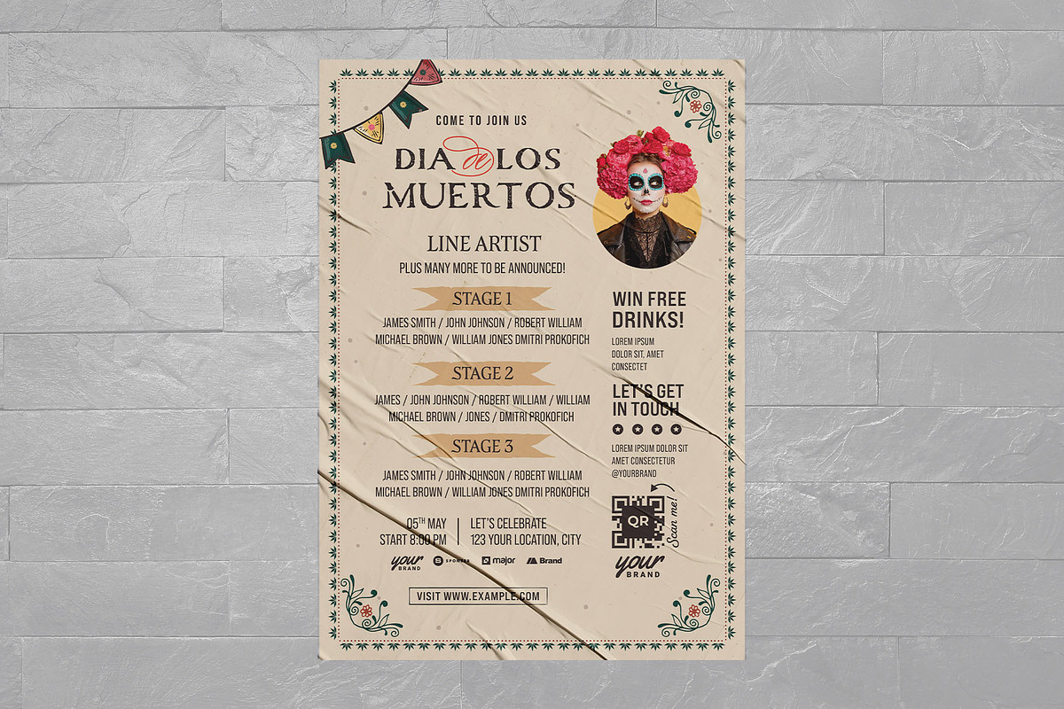 Dia De Los Muertos Flyer Template, a Flyer Template by BrandPacks ...