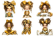 Whimsical Coffee Girls Clipart, a Seasonal Illustration by CitraGraphics (Thumbnail 5 of 7)