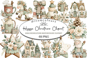 Hygge Christmas Watercolor Clipart, an Illustration by DreamCafeArt