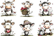 Whimsical Spring Cow Clipart, an Illustration by Designking (Thumbnail 4 of 5)