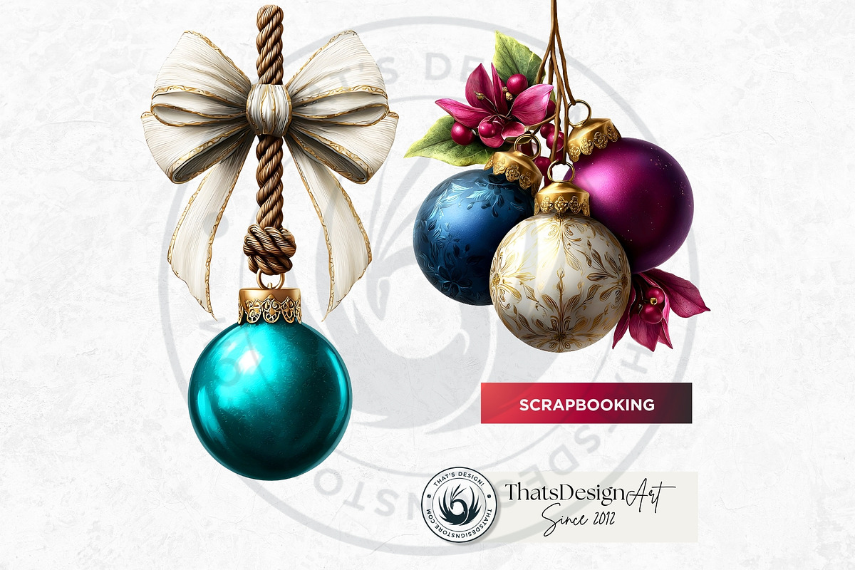 Christmas Baubbles Cliparts, a Seasonal Illustration by ThatsDesignArt (Photo 7 of 16)