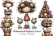 Whimsical Christmas Topiary Trees, an Illustration by CraftArtStudio (Thumbnail 1 of 6)