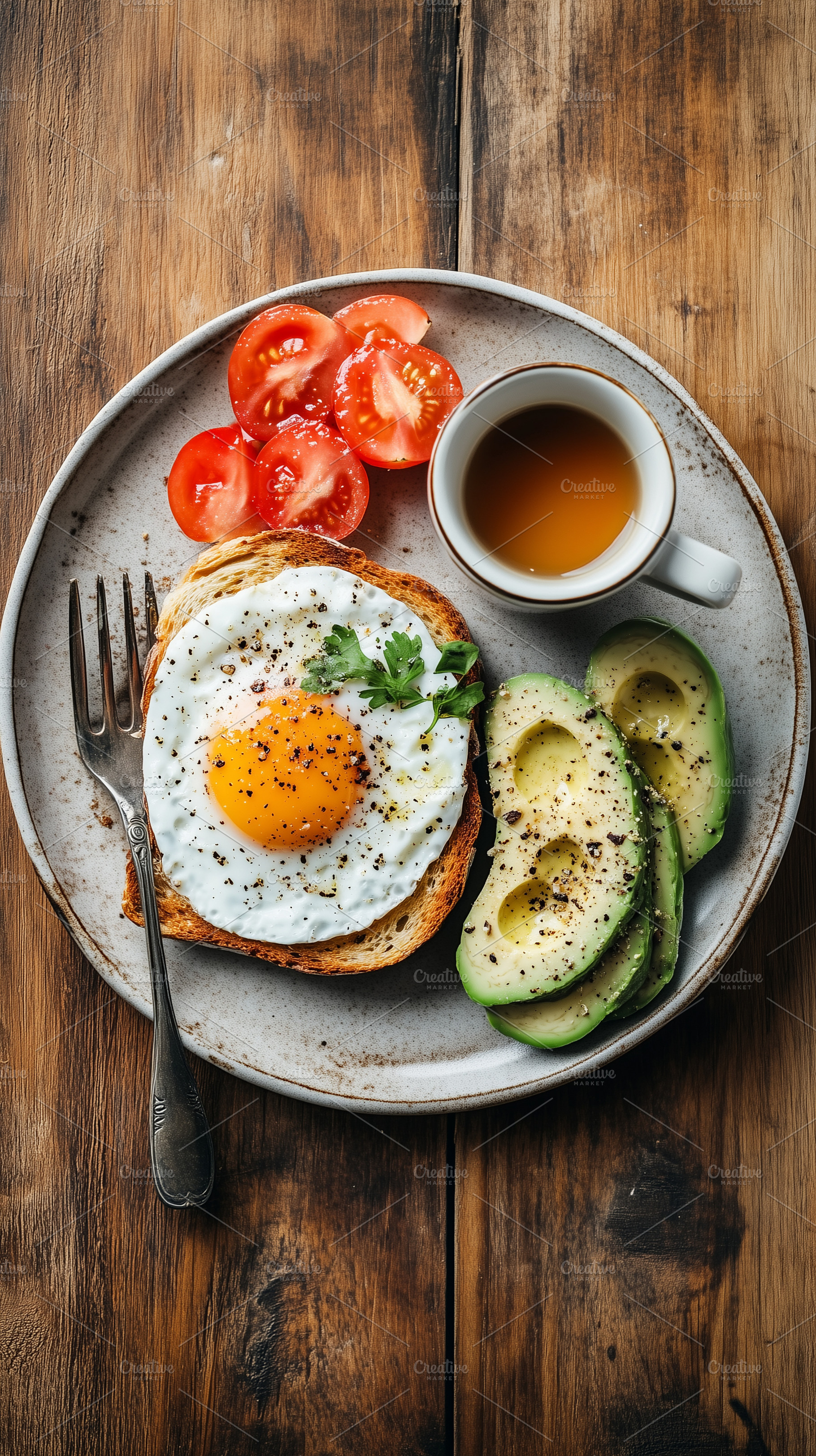 Top view on a healthy breakfast with, a Food & Drink Photo by MistyDay