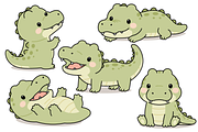 Cute Baby Crocodile Character Set, an Animal Illustration by Artpon Illustration (Thumbnail 2 of 3)