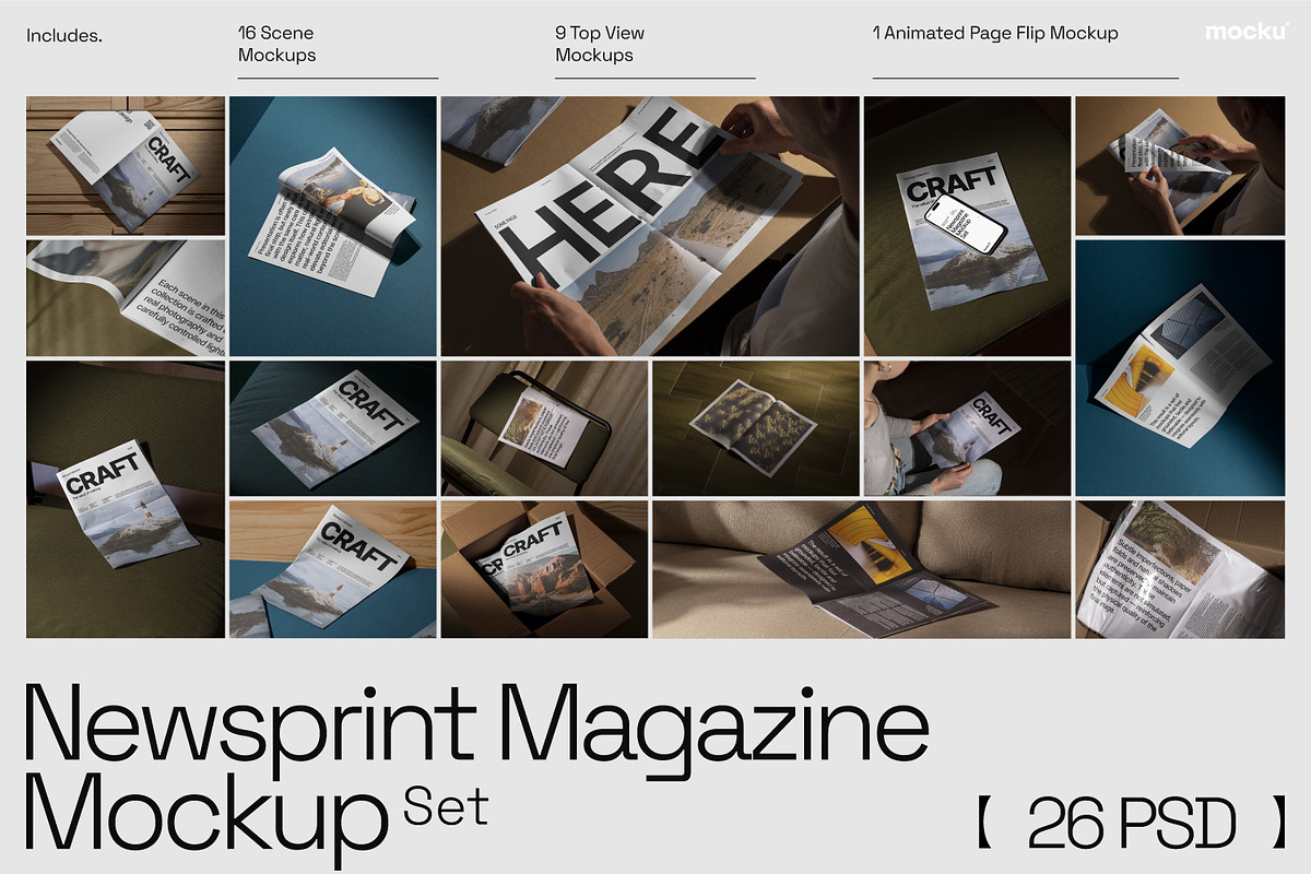 Newsprint Magazine Mockup Set, a Books & Magazine Mockup by Mocku (Photo 21 of 21)