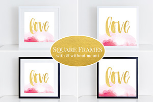 Square Frames Mockup Bundle 55 B&w