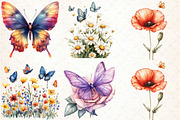 Colorful Flowers and Butterflies Cli, an Illustration by DreamCafeArt (Thumbnail 3 of 7)