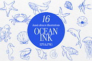 Ocean Ink – Hand-Drawn Illustration, an Object Graphic by Deveze Art & Co (Thumbnail 1 of 6)
