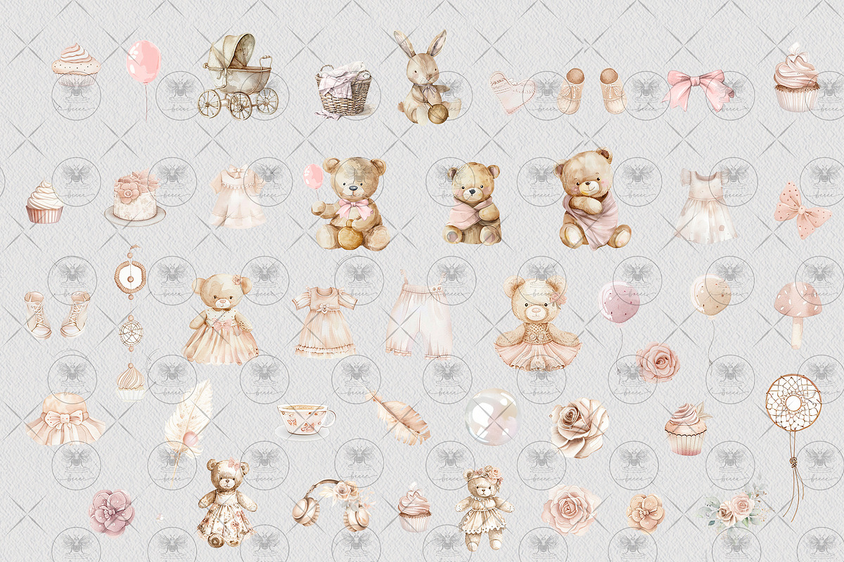 Teddy Bear Boho Clipart, an Animal Illustration by BigCakeBee (Photo 3 of 4)