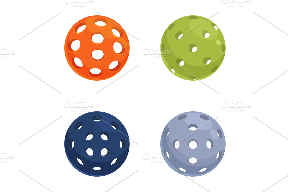Set of colorful pickleball balls, an Object Illustration by Ylivdesign