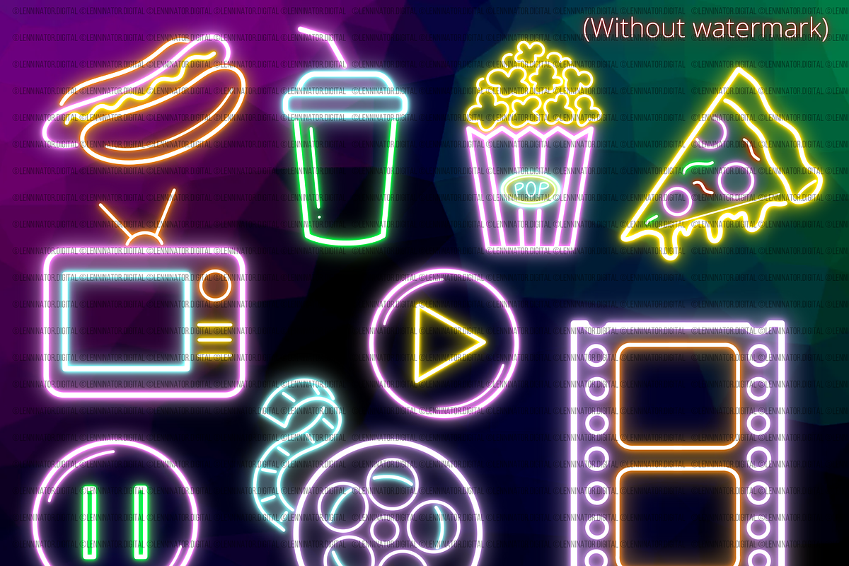 Neon Cinema Movie Night Clipart PNG, a Technology Illustration by Lenninator Digital (Photo 4 of 6)