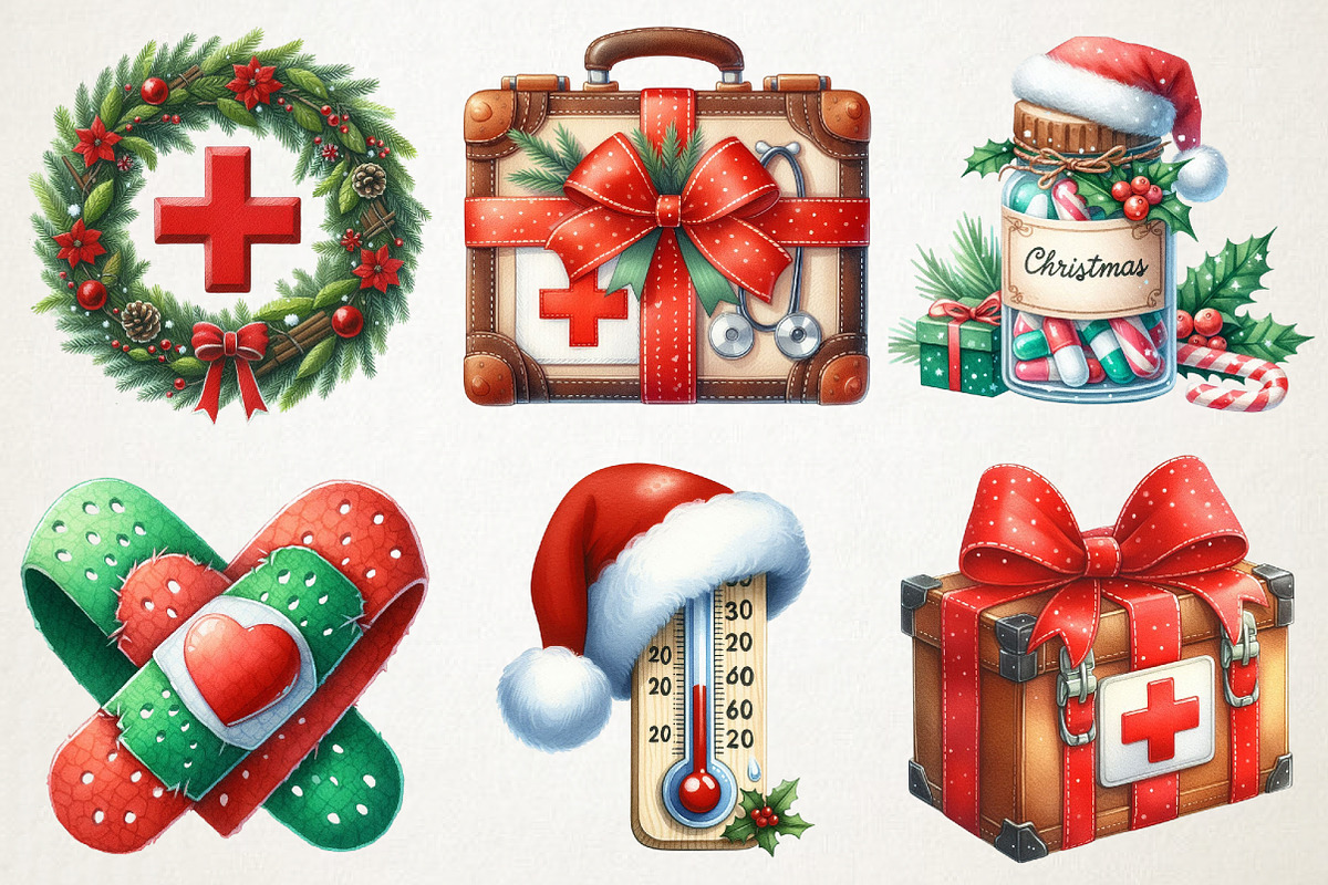 Christmas Nurse Clipart Set, an Illustration by RobertsArt (Photo 7 of 7)