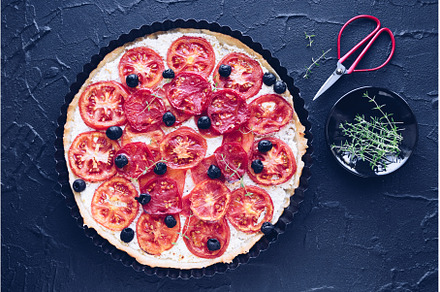 Vegetable tart with tomatoes, a Food & Drink Photo by NelliKovalchuk