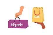 Hands holding shopping bags set, an Object Illustration by PaperTrident (Thumbnail 3 of 6)