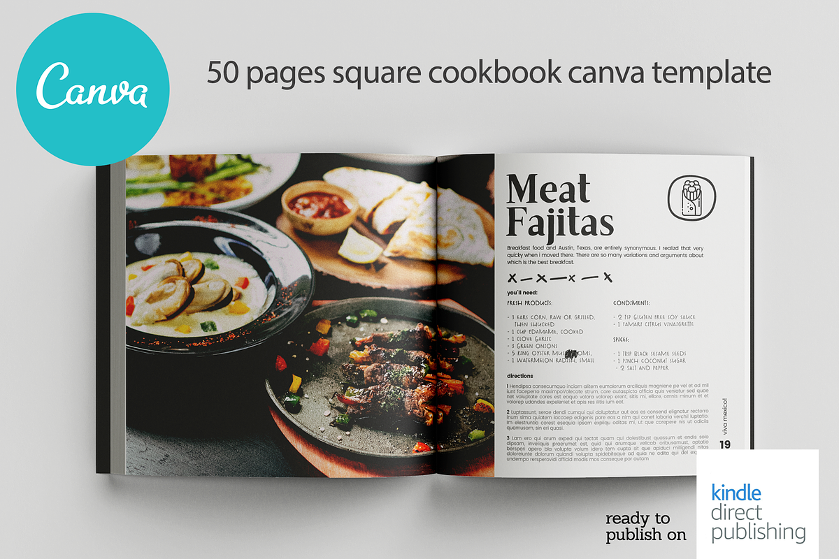 Square Mexican Recipes Canva Templat, a Magazine Template by DeLaGranSiete (Photo 1 of 14)